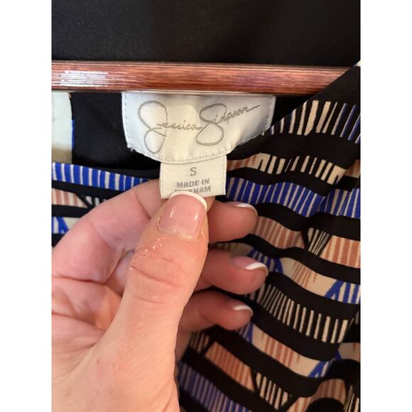 Jessica Simpson Cold Shoulder Striped Sheath Dress Size Small 4-8 - Picture 2 of 4